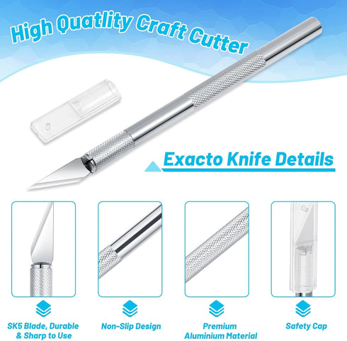 Anezus Exacto Knife Hobby Cutter with A4 Self Healing Cutting Mat Hobby Knife Set with 30 PCS Exacto Blades Precision Art Knife for Crafts Paper S...