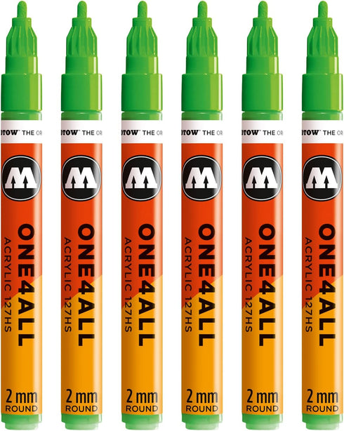 Molotow MO127232 One4All 127HS # 219 Neon Green Fluorescent Marker Pen 6 Pack...