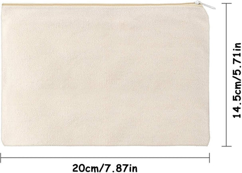 16 Pack Multi-Purpose Cosmetics Bag with Zipper Canvas Makeup Pouches Travel Toiletry Bag Pen Pencil Bag Blank DIY Craft Bag (M, Beige)...