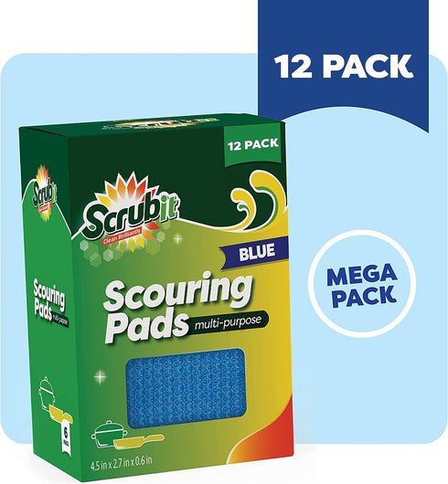 SCRUBIT Multi-Purpose Dish Scrub Sponge, Non Scratch Scouring Pads, Cleaning Sponges for pots, dishes, & Non-Stick Cookware - Pot Scrubber Sponges...