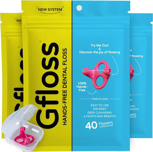 Hands-Free Dental Floss - 120 Count (Pack of 3) with Travel Case - Easy to Use & Discreet Flossers for Adults | Floss On The Go | Unflavored | Thi...
