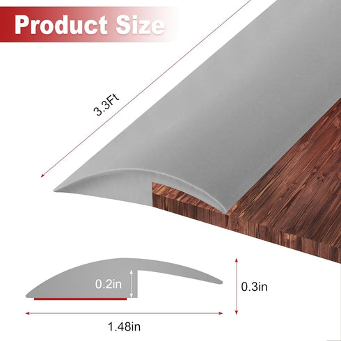 3.3Ft Carpet Floor Transition Strip, Self Adhesive Edging Trim, Floor Divider Strip, PVC Threshold Cover for Doorway with a Height Less Than 5 mm ...