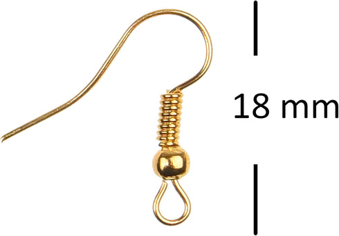Gold Color Earring Hooks and Transparent Earring Backs - Nickel-Free Ear Wires (18mm) - Plastic Stopper Replacement Safety Back (2.5mm x 3mm) -for...