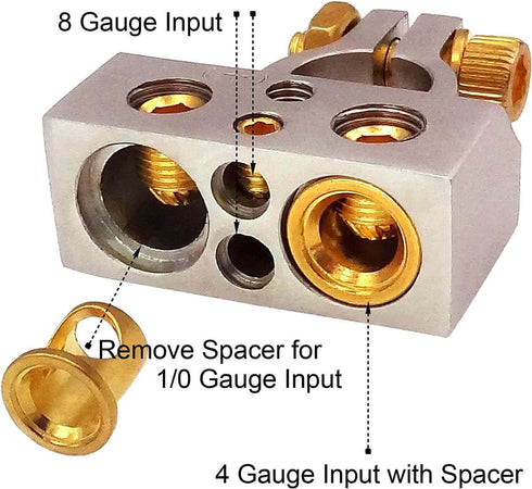Heavy Duty Car Battery Connectors, 0/2/4/6/8/10 AWG, Top Post Multiple Battery Terminals (Silver)...