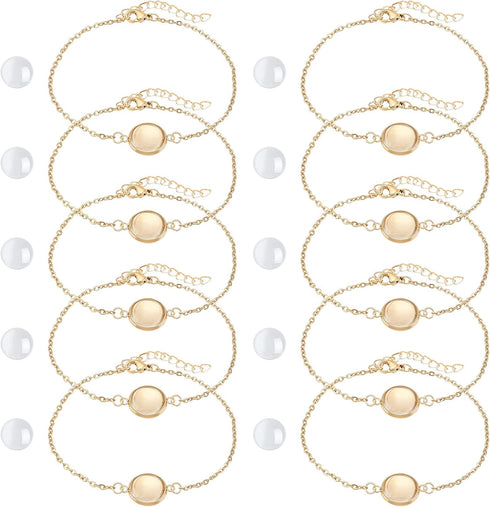 NBEADS 10 Sets Bracelet Bezel Settings, Gold Bracelet Tray Making Kit Including 10 Pcs Stainless Steel Bracelet Chain with Jewelry Bezel Base and ...