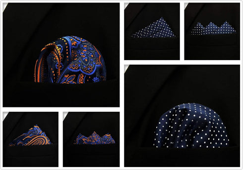 SHLAX&WING 5 Pieces Assorted Mens Silk Pocket Square Handkerchiefs Set Lot 25...