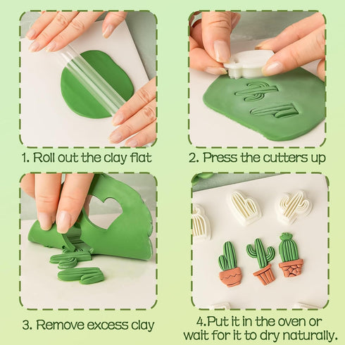 Cactus Polymer Clay Cutters Set Plant Clay Cutters Earrings Jewelry Making Supplies 10 Shapes Potted Plant Clay Earrings Cutters DIY Handmade Keyc...