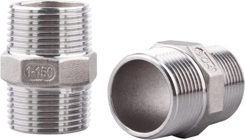 Hex Nipple 1 Inch Male NPT - DERPIPE Stainless Steel 304 Threaded Pipe Fitting for Brew Kit, Home Piping Application(Pack of 2)...