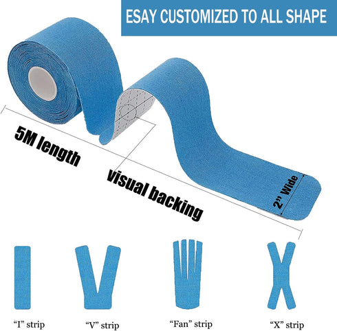 Kinesiology Tape Pro Athletic Sports (20 Precut Strips) Waterproof Breathable Athletic Elastic Kneepad Muscles & Joints Pain Relief Knee Taping fo...