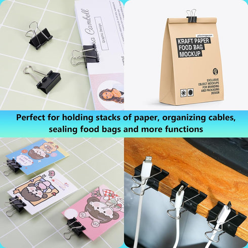 60PCS Medium Binder Clips, 1-1/4 Inch, 32mm, Binder Clips Medium, Metal Paper Clamps Clips for Teachers Students School Office Business Supplies (...