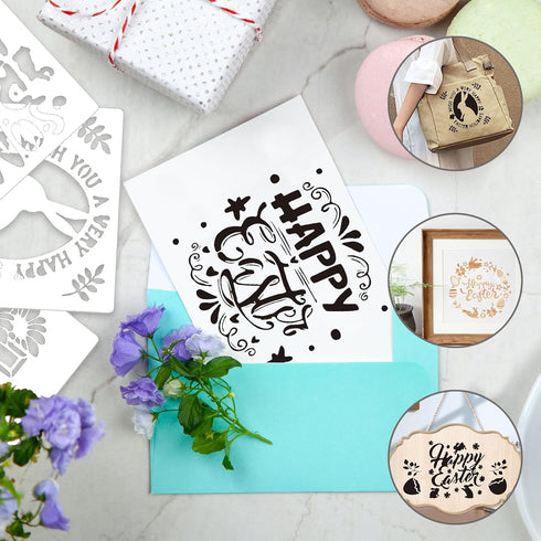 Easter Stencils,25pcs Easter Stencils Reusable for Crafts for Painting on Wood Fabric Walls Canvas Scrapbook Home Decor,Happy Easter Bunny Eggs Dr...