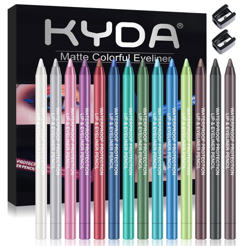 Ownest 14 Colors Eyeliner Pen Set,Pearl Eyeliner Kit Metallic Eyeliner Pencil Glitter Eyeliner for Women Eye Liner Professional Eye Makeup Set Col...