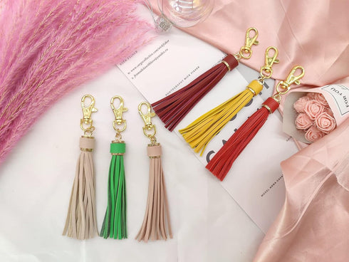 PAMIR TONG 5.9'' 15pcs PU Leather Tassel for Purse With Golden Metal Caps Lobster Swivel Keychain Tassels For Handbag Phone Car Key Jewelry DIY Cr...
