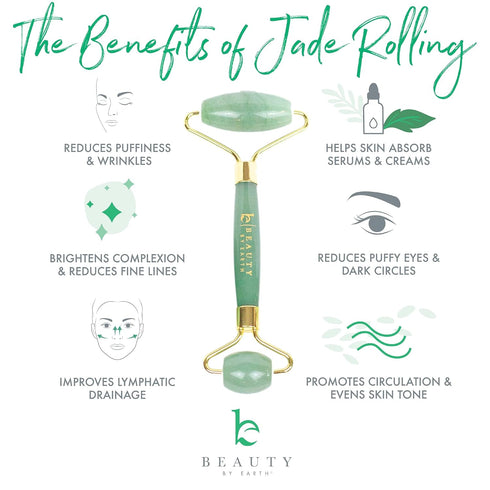 Beauty by Earth Jade Roller for Face - Face Massager Skin Care Tools with Small Eye Roller for Puffy Eyes, Face Care to Reduce Puffy Eyes, Facial ...