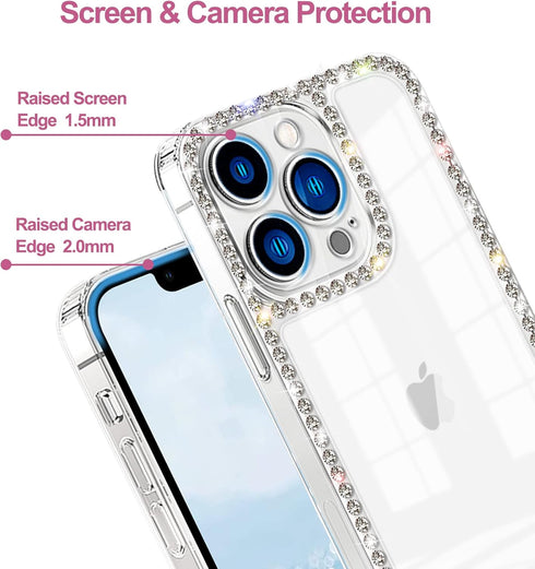 Compatible with iPhone 11 Clear Case Bling Diamond Rhinestone Cute for Girls Women Girly Case Glitter Shiny Sparkle Bumper Design Soft Silicone Lu...