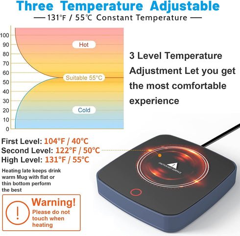 Coffee Cup Warmer, Smart Coffee Mug Warmer for Desk Home Office Use with 3 Temperature Setting, Beverage Warmer Candle Warmer for Tea, Water, Milk...