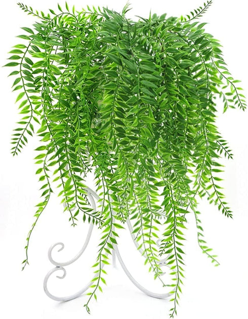 Artificial Hanging Vine, Weeping Willow Plastic Plants Greenery Leaves Fake Plant Faux Ivy Garland UV Resistant for Indoor Outdoor Garden Door Wal...