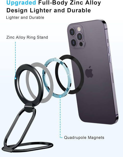 ?2024 Upgraded? Mag Safe Phone Ring Holder, SUPERONE Adjustable Magnetic Kickstand & Removable Phone Grip Compatible with iPhone 15 & 14 & 13 & 12...