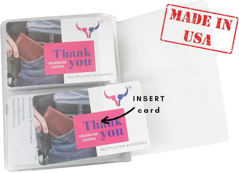 Set of 2 Heavy Duty Vinyl 6 Pages Hipster Wallet Inserts for Mens Wallets MADE IN USA...