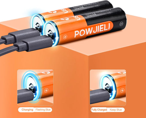 Rechargeable AA Lithium Batteries 1.5V AA Battery 2200mWh High Capacity USB-C Charge, 1 Hour Quick Charge Double A Batteries 4 Packs...