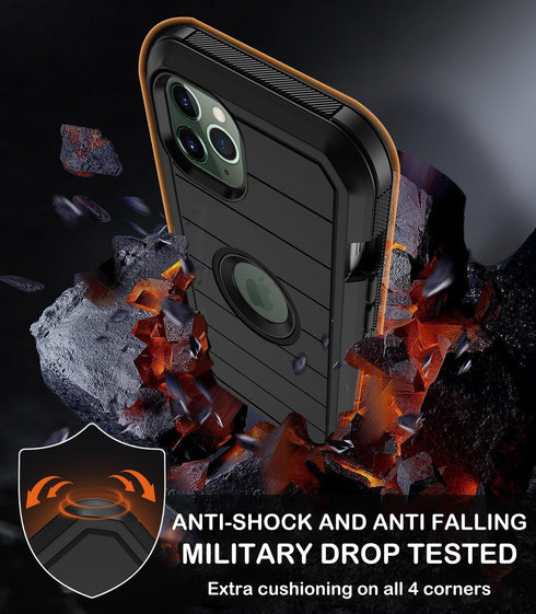 for iPhone 11 Pro Max Case with Belt Clip Holster,Built-in Screen Protector,Heavy Duty Shockproof Drop Protection Military Grade Durable Phone Cov...