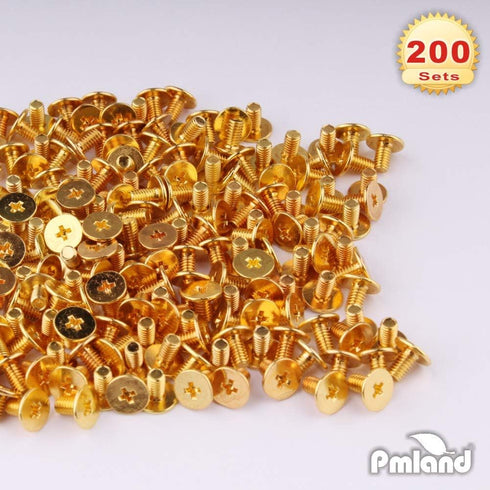 PMLAND 200 Sets/Pairs 9.5mm Gold Cone Spikes Screwback Studs DIY Craft Cool Rivets Punk...