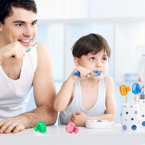 4 Pack Travel Toothbrush Head Covers Toothbrush Protector Cap Brush Pod Case Protective Portable Plastic Clip for Household Travel, Bathroom, Scho...