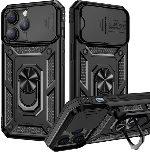 Goton Armor Case for iPhone 13 Pro Case with Slide Camera Cover & Kickstand, Heavy Duty Military Grade Protection Phone Case, Built-in 360° Rotate...