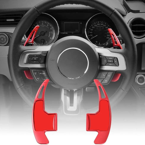 Voodonala Red Steering Wheel Shift Paddle Shifter Trim Cover for Ford Mustang 2015+(2pcs/set)...