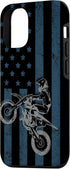 iPhone 13 Dirt Bike US Flag Vintage Motocross Racing Patriotic Gift Case...