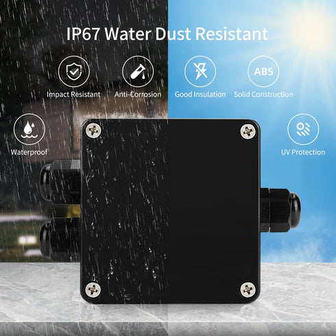 ABS IP67 Waterproof Dustproof Electrical Junction Box, with 15A 600V Barrier Terminal Cable Connector, 1 in/2 Out Power Junction Box?3.26*3.18*2.2...