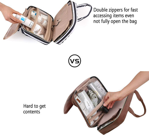 BAGSMART Toiletry Bag Travel Bag with Hanging Hook, Water-resistant Makeup Cosmetic Bag Travel Organizer for Accessories, Shampoo, Full Sized Cont...