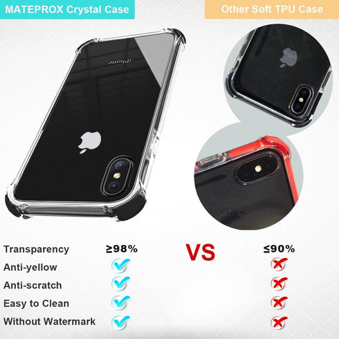 MATEPROX Compatible with iPhone Xs Max Case Clear Hybrid TPU Hard Cover with Thin Shockproof Bumper Protective Case (Red)...