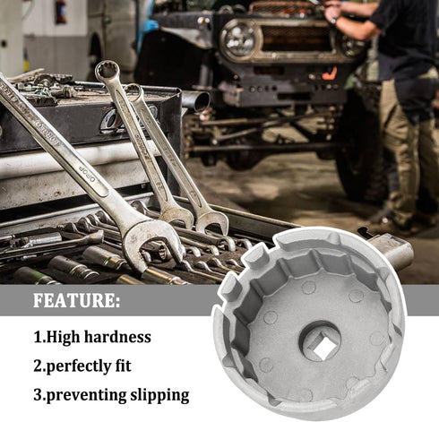 Oil Filter Wrench,64mm 14 Flute Oil Filter Remover Tool,Aluminum Heavy Duty Oil Filter Wrench Engine Oil Filter Socket Compatible with Toyota,Lexu...