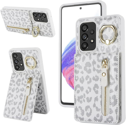 Samsung Galaxy A53 5G Case with Card Holder for Women, Samsung Galaxy A53 5G phone Case Wallet with Credit Card with Ring Kickstand Zipper Slim St...