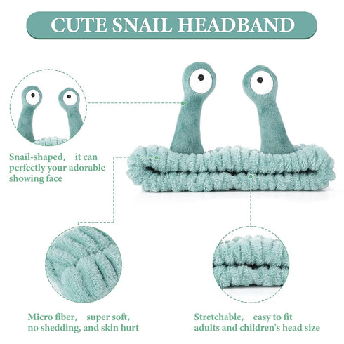 Face Wash Headband, Palm and Snail Spa Hair Bands Makeup Headbands Women Cartoon Cute Coral Fleece Elastic Headband Creative Hair Accessories for ...