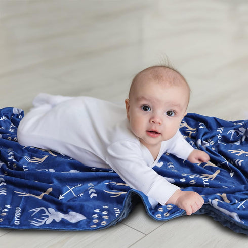 GFU Baby Blanket for Boys and Girls, Soft Minky Infant Receiving Blanket with Dotted Backing Double Layer, Newborn Toddler Bed Blanket with Antler...