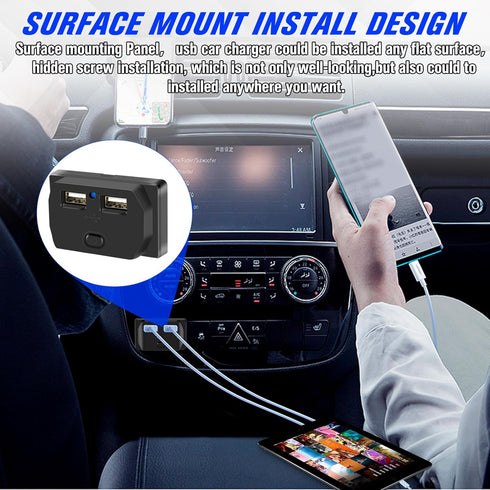 2Pcs 12V/24V RV USB Outlet with On/Off Switch,Quick Charger QC 3.0 Wall Mount USB Charging Station Automotive Car USB Socket Charger Power Adapter...