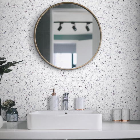 Decoroom Granite Contact Paper for Countertops 17.7 in X 118 in Waterproof Self Adhesive White Granite Marble Wallpaper Peel and Stick Countertops...