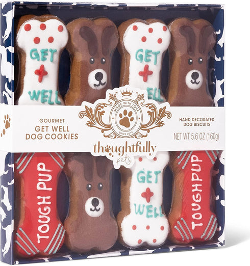 Thoughtfully Pets, Get Well Dog Cookies Gift Set, Crunchy Dog Treats Includes Colorfully Hand Decorated Get Well Themed Dog Biscuits to Brighten T...