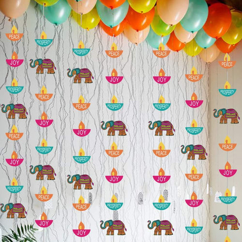 Happy Diwali Party Hanging Decoration Supplies - Festival of Lights Doorway Curtain Party Hanging Decor(12PCS)...