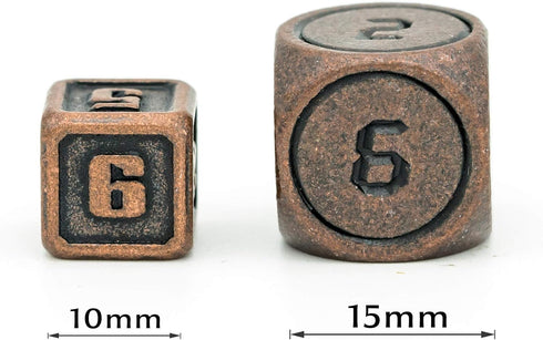 UDIXI 10mm Mini Metal DND Dice Set, 7-Die Small Metal Dice Portable Tiny Polyhedral RPG Dice for D&D Dungeons and Dragons Role Playing Games (Copp...