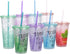 Dakoufish BPA-Free 12 Piece 11 Inch Reusable Clear Plastic Glitter Sparkle Drinking Straw Plus one Cleaning Brush (Teal,11inch)...
