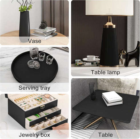 DUUEIHUER Black Wallpaper Peel and Stick Wallpaper Decorative Contact Paper Waterproof Wallpaper Suitable for Kitchen Cabinet Wallpaper Bedroom Wa...
