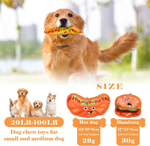 Crinkle Dog Toy with Squeaker, Chew Toy for Small Medium Dogs, Durable and Interactive (Hot Dog)...