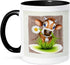 3dRose Jersey Cow In Grass Two Tone Mug, 11 oz, Black/White...