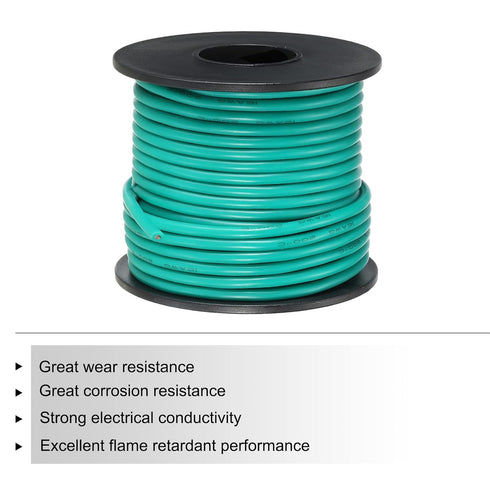 MECCANIXITY 16 Gauge Wire Silicone Wire 16AWG Electrical Wire Stranded Wire High Temperature Hookup Wire Tinned Copper Wire 15m/50ft Green Spool f...