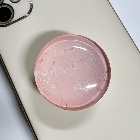 Clear Glitter Pink Rose Gold Marble Design Expandible Collapsible Mobile Phone Grip Cell Phone Stand Holder for Smartphones Cellphone Accessory...