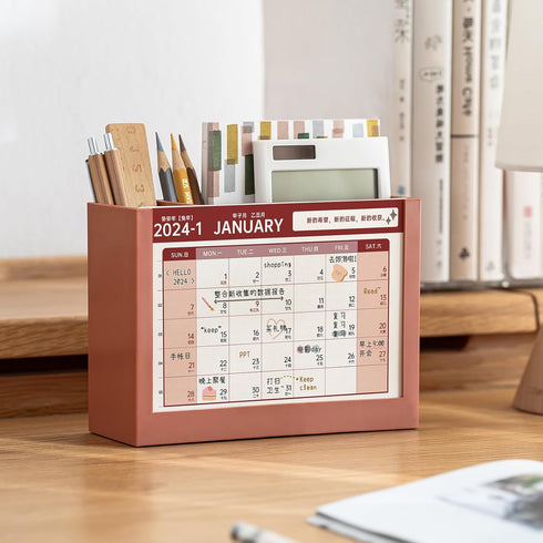 Multipurpose Desk Organizers,Mini Desk Calendar for 2024,Pen Holder Calendar for Desk,Small Desk Calendar for Schedule Planner Home and Office...