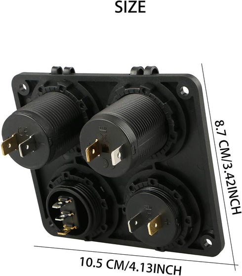 Linkstyle 4 in 1 Charger Socket Panel, 12V 4.2A Dual USB Charger Socket Power Outlet & LED Voltmeter & Cigarette Lighter Socket & LED Lighted ON O...